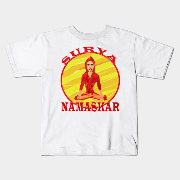 Namaste Yoga Lovers Surya Namaskar Gifts Kids T-Shirt by PlanetMonkey